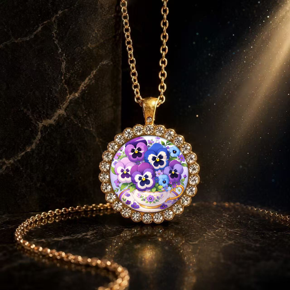 Iridescent Gemstone Circular Pendant Necklace, Unisex